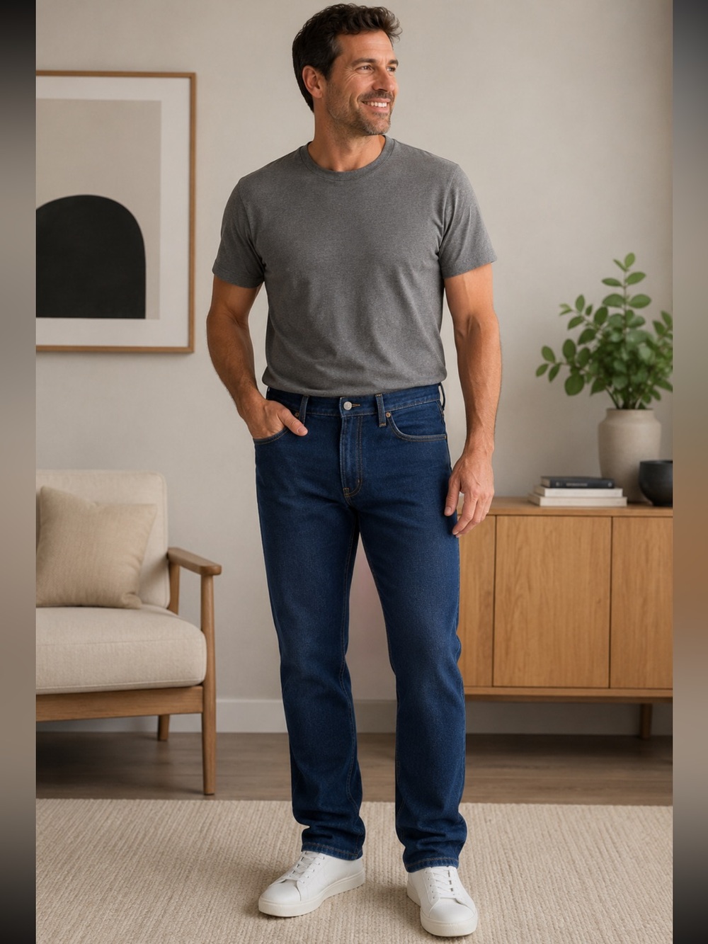 New- Levi's Men's Straight Leg Dark Blue Jeans. W36 L29